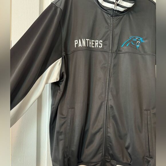 NFL Carolina Panthers Track Style Jacket Black white stripes - Picture 4 of 6